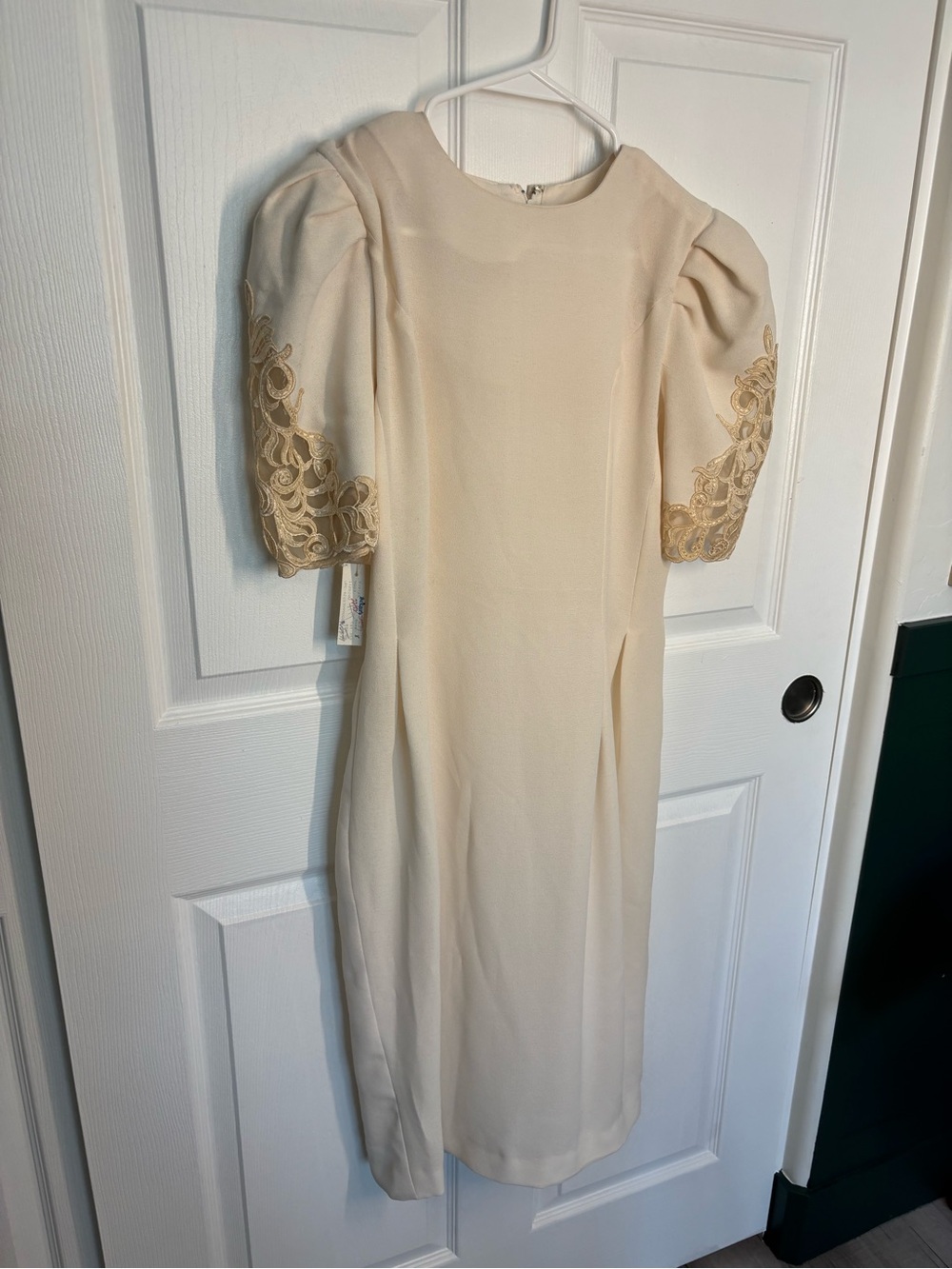Vintage In The Mood Ivory Puff Sleeve Lace Midi Dress NWT Size 8